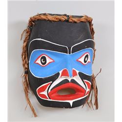 Warrior Mask with Cedar Bark Trim Carved by SAQ Osbite 11 1/2" H. 9" W.  Good Condition