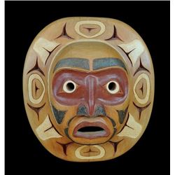 Northwest Coast Moon Mask Carved by Leighton Antoine 16" H. 14" W.  Good Condition