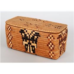 Salish Lidded Basket with Imbricated Design - Estate of Alfred Higson Barber, Indian Agent Nicola Va