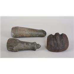 Two Stone Mauls 8" L. - 10" L. and Stone Pounder 5" L.