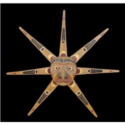 Northwest Coast Sun Mask Carved by Leighton Antoine 37" H. 37" W.  Good Condition