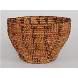 Pima Basket Made with Willow and Bracken Fern Design 10" D. 9 1/4" H.  Good Condition