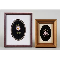 Two Floral Design Moose Tuff Works 7 1/4 x 9 1/4  and 9 1/4 x 11 1/4   Good Condition