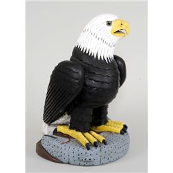 Northwest Coast Carved Cedar Eagle with Salmon 23 1/2" H. 16" W.  Good Condition with Crack in Wood 