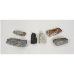 Six Hardstone Adze Heads 3" L. - 5" L.