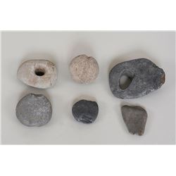 Three Aleut Stone Net Sinks From Kodiak Island, AK 4 1/2" W. - 6" W.