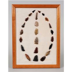 Frame of 24 Arrowheads and Bird Points 3/4" L. - 1 3/4" L.