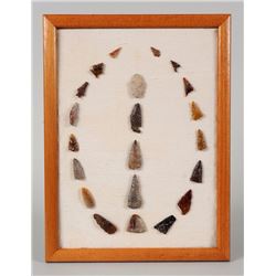 Frame of 22 Arrowheads and Bird Points 3/4" L. - 2" L.