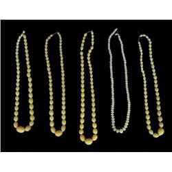 Five Strands of Yellow Peking Trade Beads  Good Condition