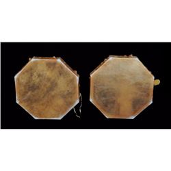 2 Meti Drums Made by Leigh-Anne Myers and Heather Graham 15 1/2" D. Good Condition