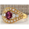 Image 2 : 1.15 CTW Natural Ruby And Diamond Ring 14K Solid Yellow Gold