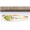 Image 2 : .58 CTW Natural Peridot And Diamond Ring In 14k Yellow Gold