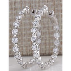 4.28CTW Natural Diamond Hoop Earrings 14K Solid White Gold