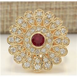 1.40 CTW Natural Ruby And Diamond Ring In 14k Yellow Gold