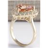 Image 3 : 6.27CTW Natural Peach Morganite And Diamond Ring In 14K Solid Yellow Gold