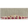 Image 1 : 11.01CTW Natural Ruby And Diamond Bracelet In 14K Yellow Gold