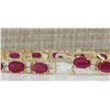 Image 2 : 11.01CTW Natural Ruby And Diamond Bracelet In 14K Yellow Gold