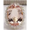 Image 1 : 17.14CTW Natural Morganite And Diamond Ring In 14K Solid Yellow Gold