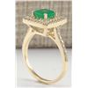 Image 3 : 1.72CTW Natural Emerald And Diamond Ring 14K Solid Yellow Gold