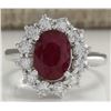 Image 1 : 3.38CTW Natural Ruby And Diamond Ring 14K Solid White Gold