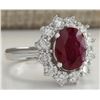 Image 2 : 3.38CTW Natural Ruby And Diamond Ring 14K Solid White Gold
