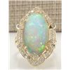 Image 1 : 9.05 CTW Natural Opal And Diamond Ring In 14k Yellow Gold