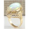 Image 3 : 9.05 CTW Natural Opal And Diamond Ring In 14k Yellow Gold