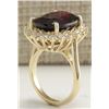 Image 3 : 16.07CTW Natural Hessonite Garnet And Diamond Ring 14K Solid Yellow Gold