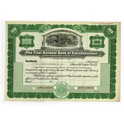 First National Bank of Conshohocken, ca.1900-1920 Specimen Stock