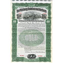 Pittsburg, Shawmut and Northern Railroad Co., 1902 Specimen Bond