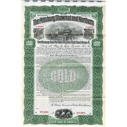 Pittsburg, Shawmut and Northern Railroad Co., 1902 Specimen Bond