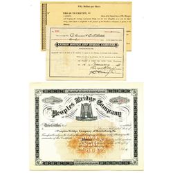 Pennsylvania Turnpike Stock Certificates, ca.1810-1928 Trio.