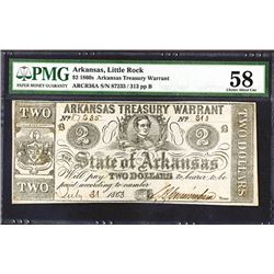 Arkansas Treasury Warrant, State of Arkansas, 1863 Issued Banknote.