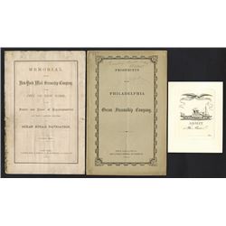 Steamship and Steamboat Prospectus, Proof Ticket and New York Senate Hearing Pamphlet.