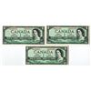 Image 1 : Bank of Canada, 1954 (ca.1961-72) Modified Hair Replacement Note Trio.