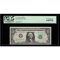 1985 $1 Federal Reserve Note PCGS Very Choice New 64PPQ RADAR Serial