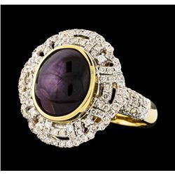 14KT Yellow Gold 6.56ct Star Ruby and Diamond Ring