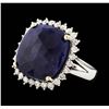 Image 1 : 14KT White Gold 12.36ct Sapphire and Diamond Ring