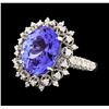 Image 1 : 14KT White Gold 6.13ct Tanzanite and Diamond Ring