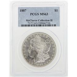1887 $1 Morgan Silver Dollar Coin PCGS MS63