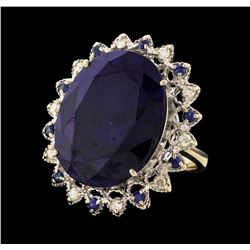 14KT White Gold 34.61ctw Sapphire and Diamond Ring