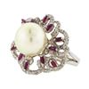 Image 1 : 18KT White Gold 12.7mm Pearl and Diamond Ring