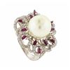 Image 4 : 18KT White Gold 12.7mm Pearl and Diamond Ring