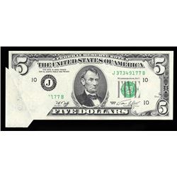 1974 $5 Federal Reserve Note ERROR Large Fold Over