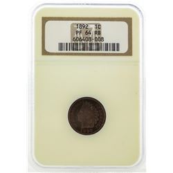 1892 Indian Head Cent Coin NGC PF64 RB