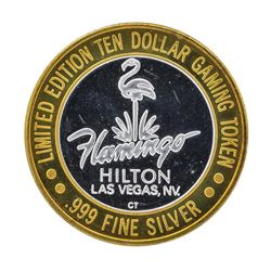 .999 Silver Flamingo Hilton $10 Casino Gaming Token Limited Edition