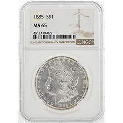1885 $1 Morgan Silver Dollar Coin NGC MS65