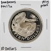 Image 1 : 1974 $10 Barbados KM 17a Silver Proof Coin