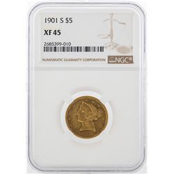 1901 S $5 Liberty Head Half Eagle Gold Coin NGC XF45