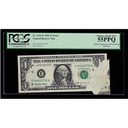 1995 $1 Federal Reserve Note ERROR Gutterfold on face PCGS 55PPQ